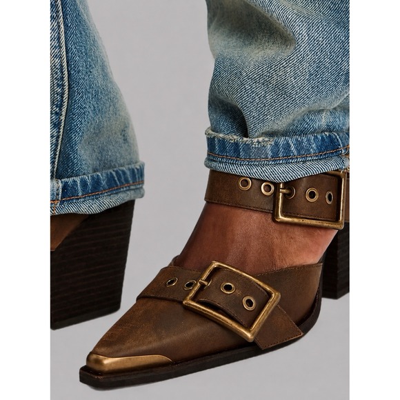Free People Shoes - NEW‎ Jeffrey Campbell Free People Hendrix Heels Oiled Brown Size 7